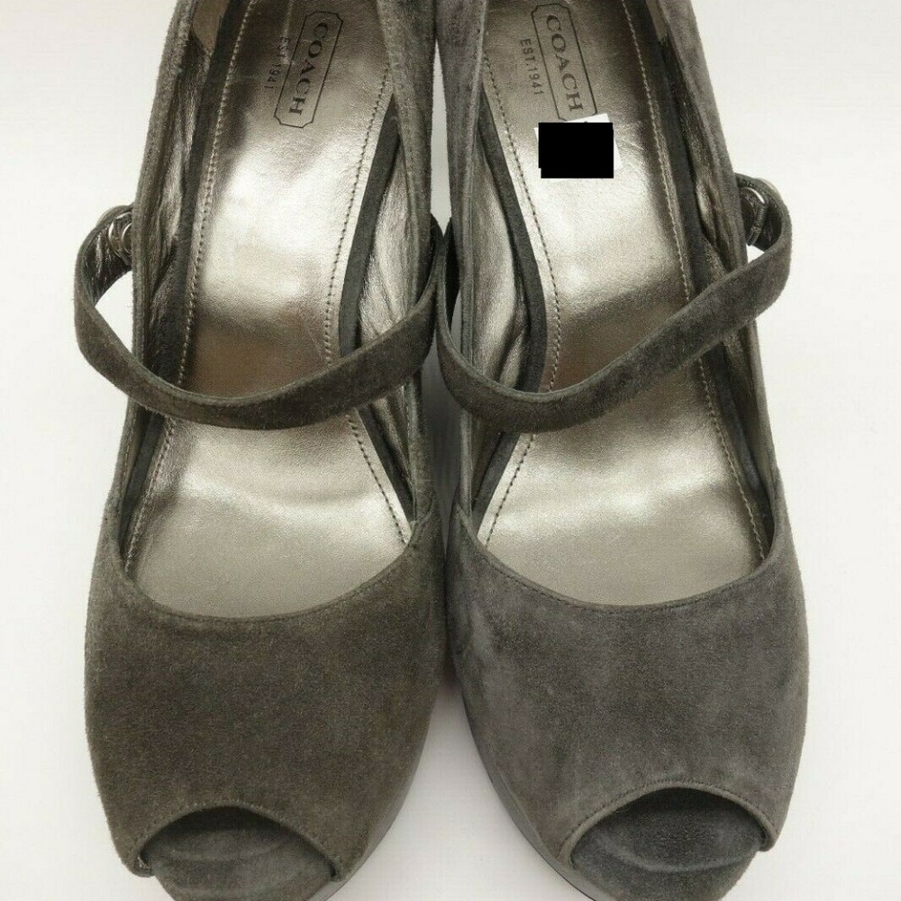 Coach Gray Peep Toe Mary Jane Shoes
